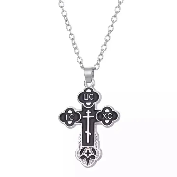 Collier Pendentif Croix Orthodoxe Argenté