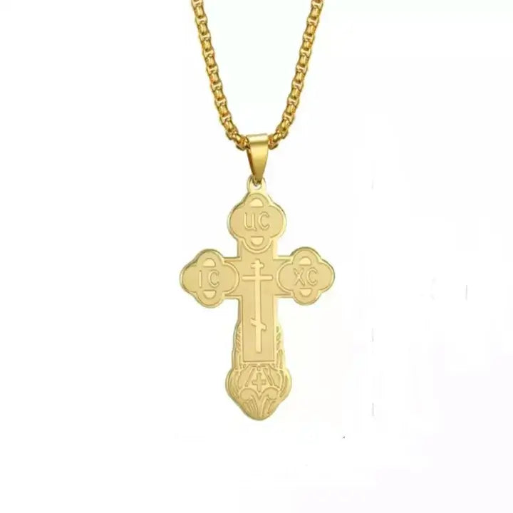 Collier Pendentif Croix Orthodoxe Epaisse