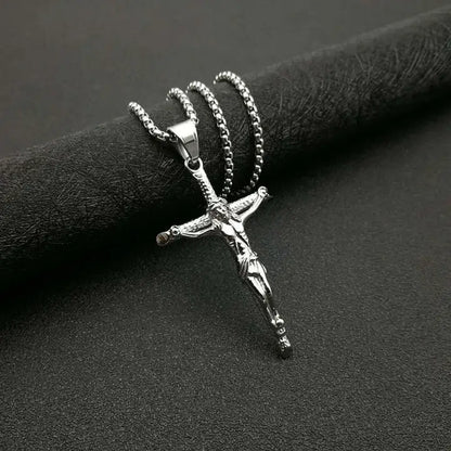 Collier Pendentif Croix Chrétienne Inoxydable argent