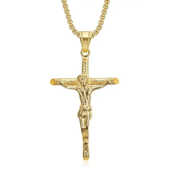Collier pendentif croix chrétienne grand format