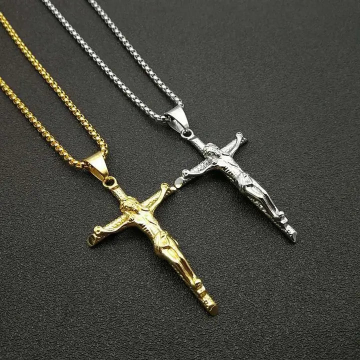 Collier Pendentif Croix Chrétienne Inoxydable or argent