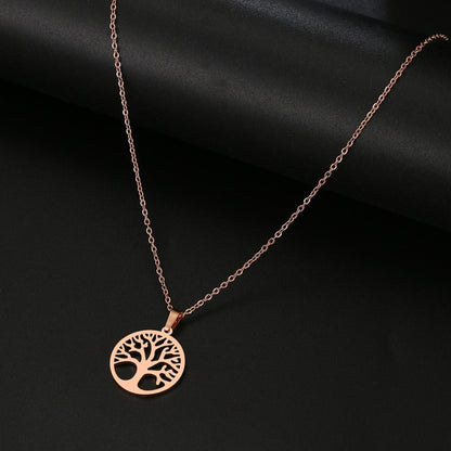 Collier Arbre de Vie en Acier Inoxydable or rose