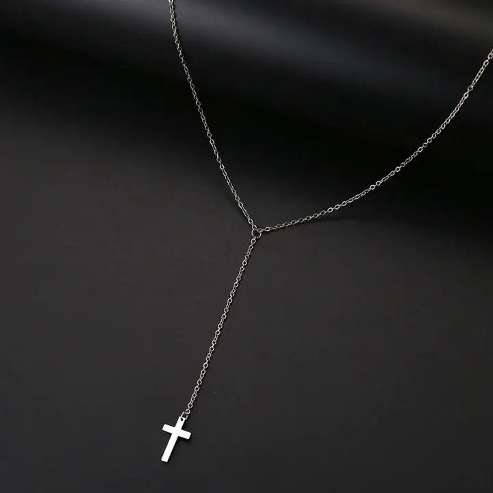 Collier Chrétien Croix Pendante Inoxydable argent