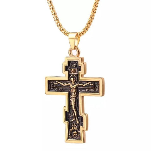 Collier Croix Chrétienne Orthodoxe Gothique