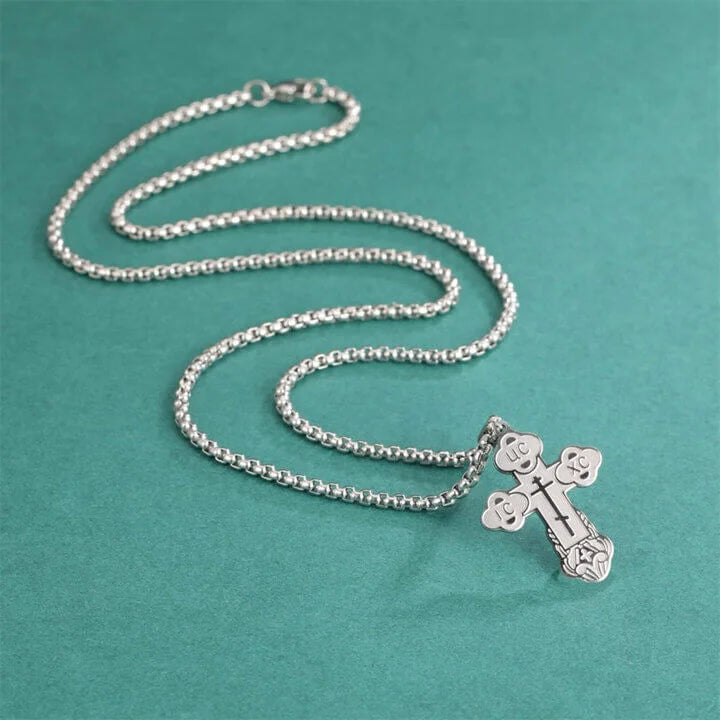 Collier Pendentif Croix Orthodoxe Epaisse argent