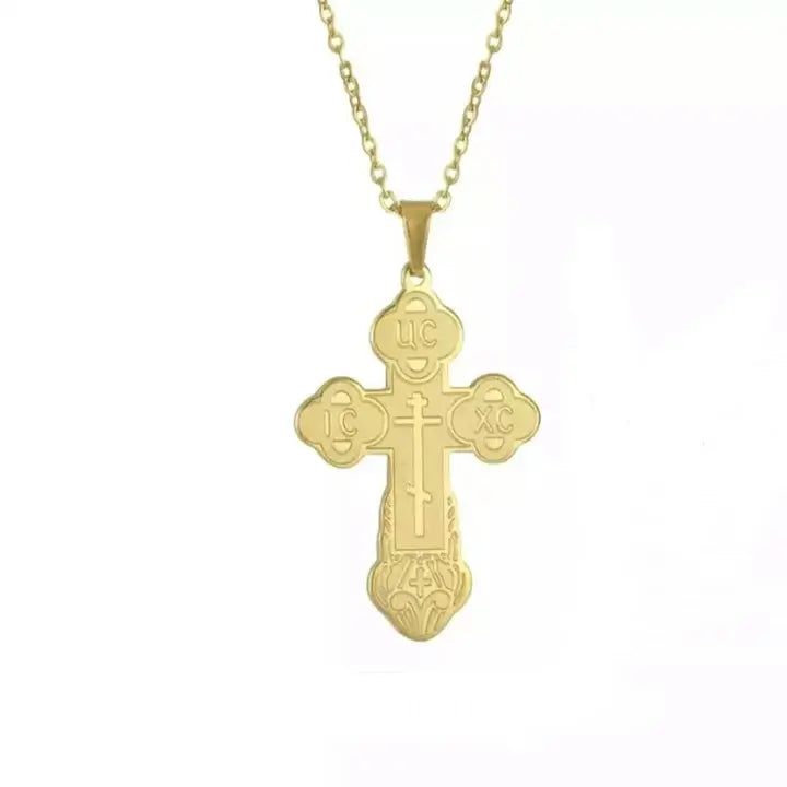 Collier pendentif croix orthodoxe inoxydable