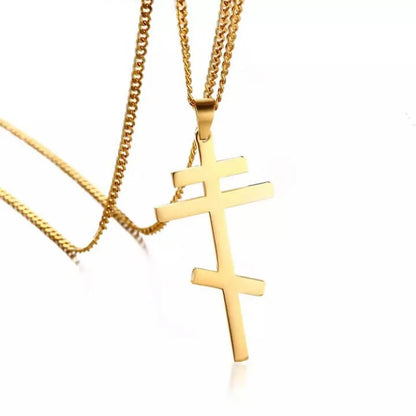Collier Chrétien Grande Croix Orthodoxe  or