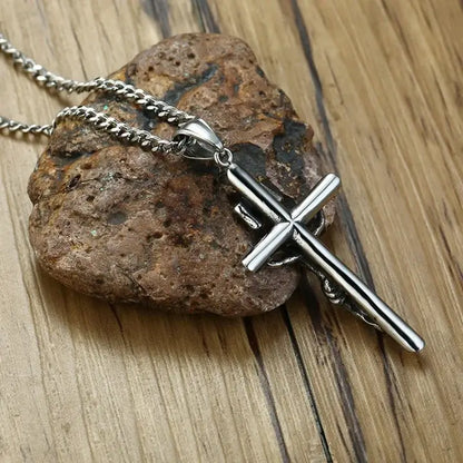 Collier pendentif croix chrétienne parchemin face