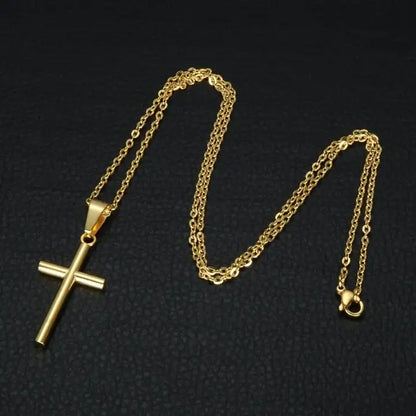 Collier pendentif croix chrétienne simple or avec sa chaine