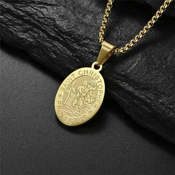 Collier Chrétien Médaille Saint Christophe Inoxydable or