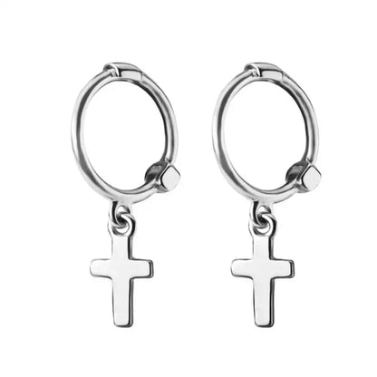 Boucles d'oreilles croix créoles Argent