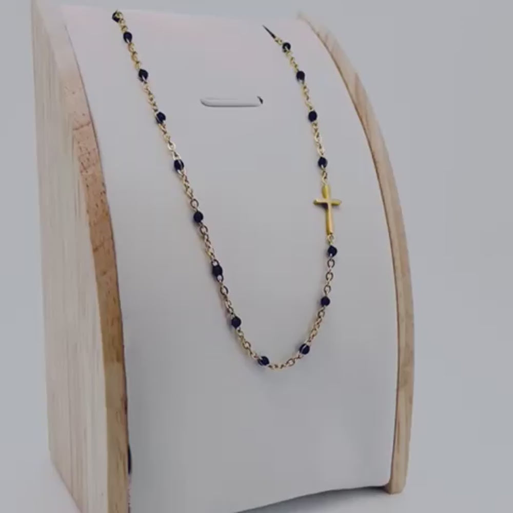 Collier croix rosaire en acier inoxydable video