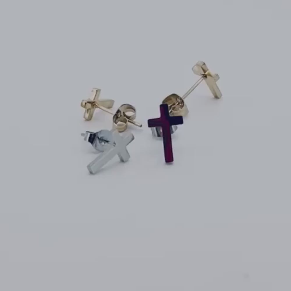 Petites boucles d'oreilles croix minimalistes video