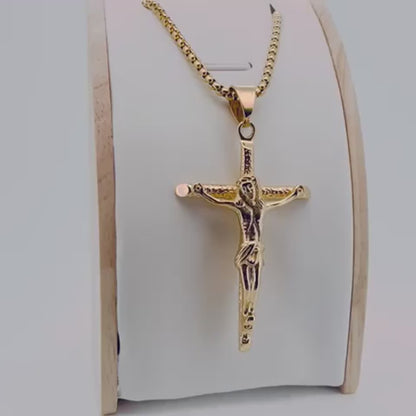 Collier pendentif croix chrétienne grand format video