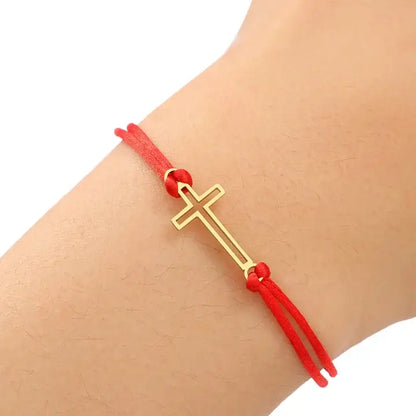 Bracelet Chrétien Croix Ajourée Rouge JRBijouxDesign