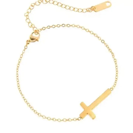Bracelet croix chrétienne en acier inoxydable